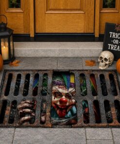 Clown under sewer Halloween Doormat