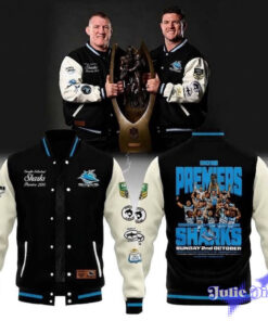 Cronulla Sharks 2026 Premiers Anniversary Range Baseball Jacket Cronulla Sharks 2026 Premiers Anniversary Range Baseball Jacket