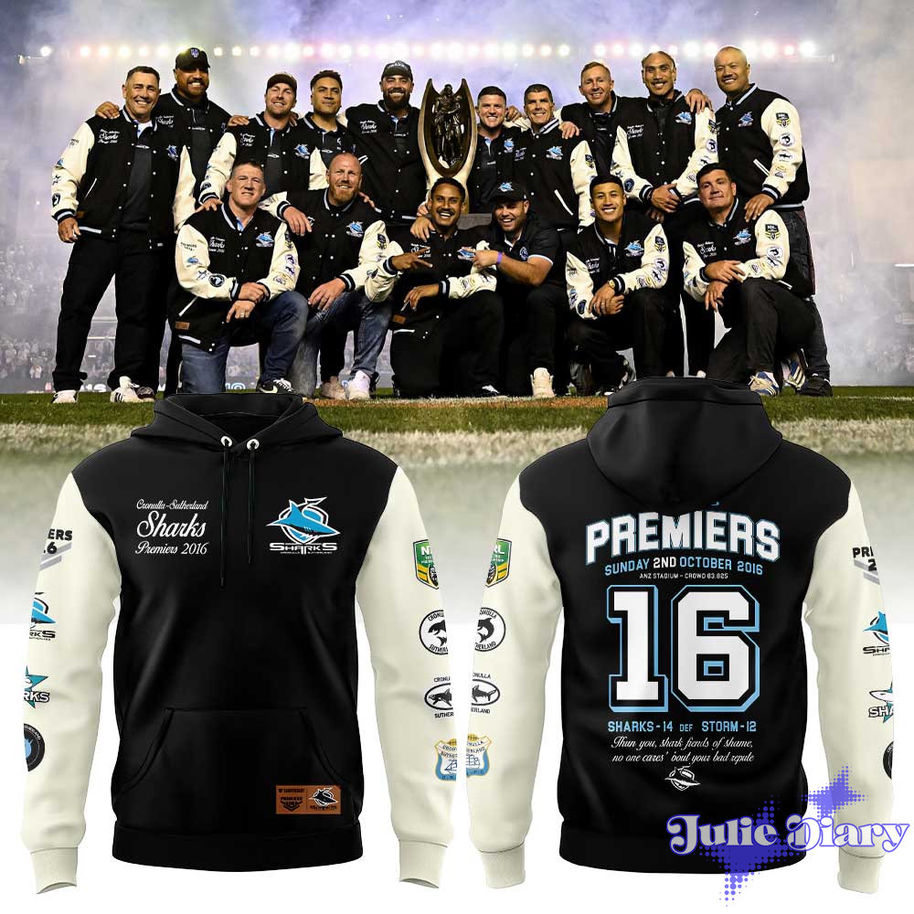Cronulla Sharks Premiers 10th Anniversary Hoodie Cronulla Sharks Premiers 10th Anniversary Hoodie