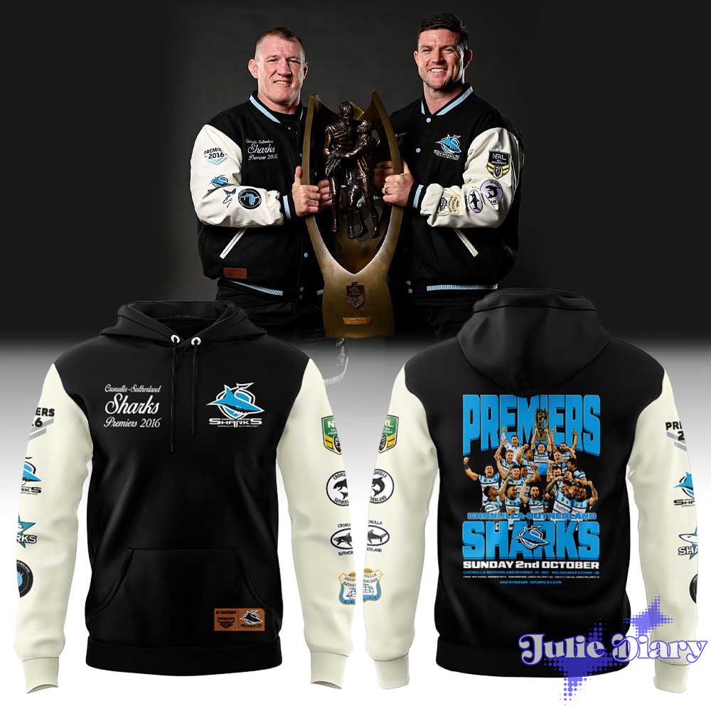 Cronulla Sharks Premiers 10th Anniversary Hoodie Cronulla Sharks Premiers 10th Anniversary Hoodie
