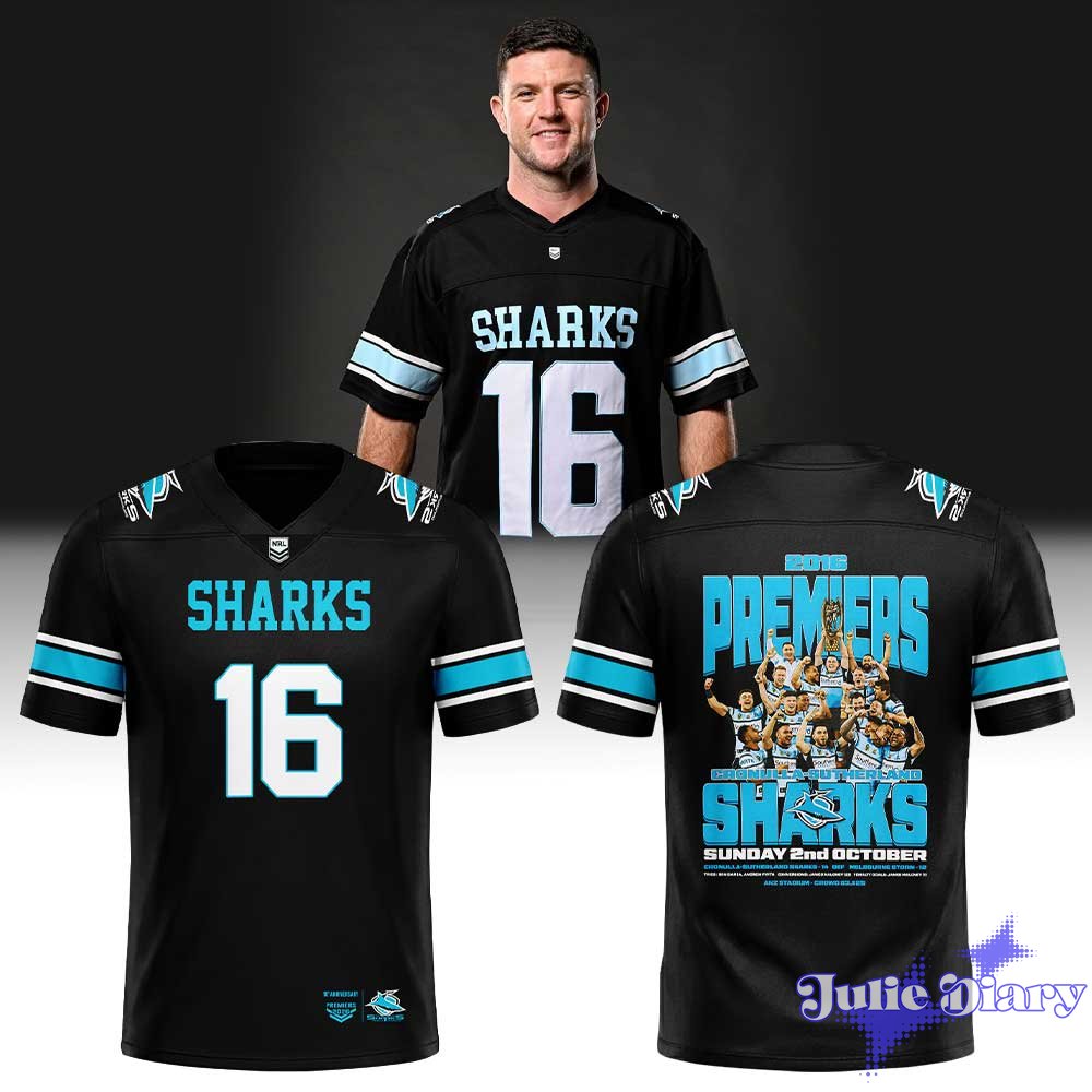 Cronulla Sharks Premiers 10th Anniversary Football Jersey Cronulla Sharks Premiers 10th Anniversary Football Jersey