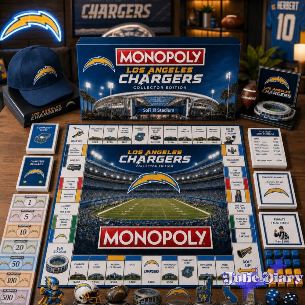 Los Angeles Chargers Monopoly Board Game Los Angeles Chargers Monopoly Board Game