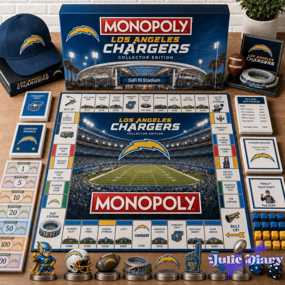 Los Angeles Chargers Monopoly Board Game Los Angeles Chargers Monopoly Board Game
