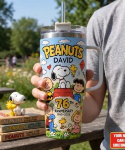 Personalized Peanuts Snoopy and Friends 76th Anniversary Tumbler